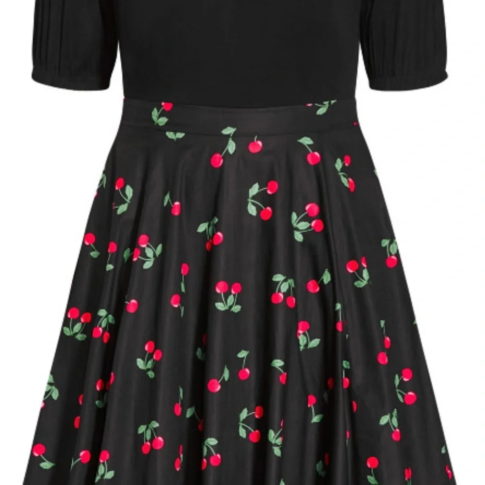 City Chic Black Cherry Print Midi Dress XXL/24 - Picture 3 of 4
